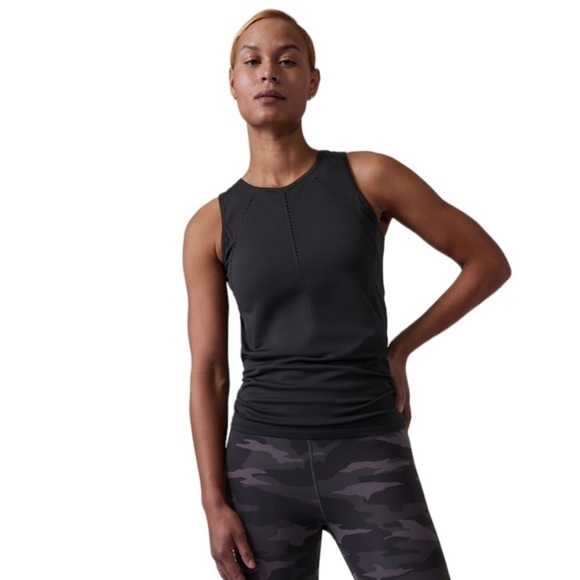 Athleta - Foothill Seamless Black Crewneck Gym Yoga Activewear Tank Top Sz Small - Picture 1 of 8